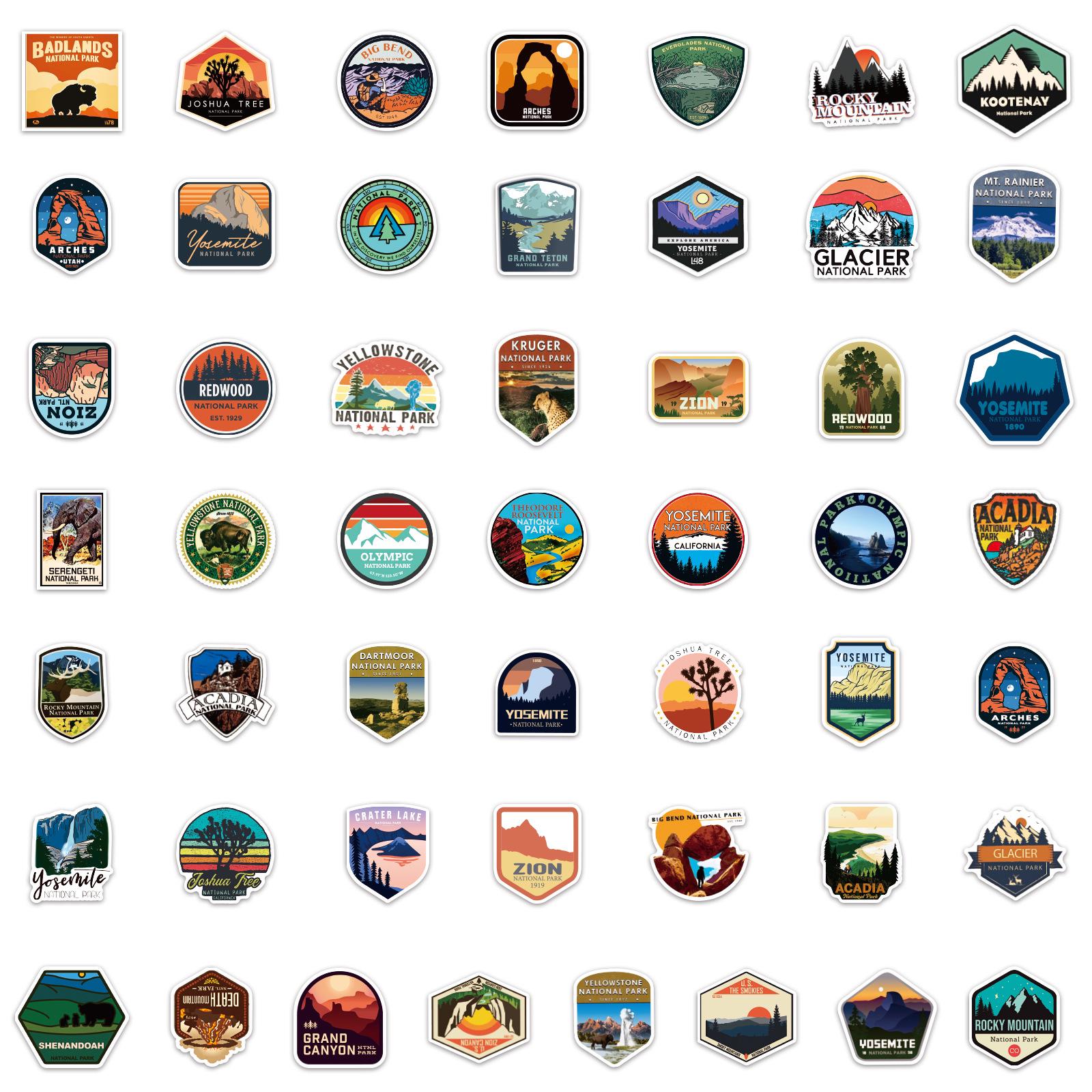 Waterproof Graffiti Stickers: 50-100 National Park Designs for Suitcases, Phones, Guitars, Laptops