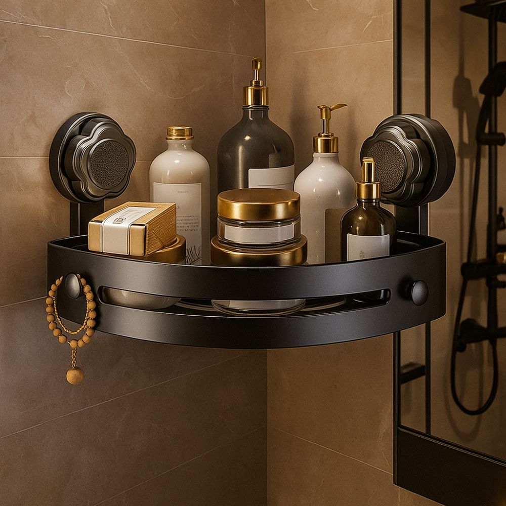 Suction Cup Storage Organizer Wall Mounted Wall Corner Shelf Corner Shelf Organizer  Toilet Area