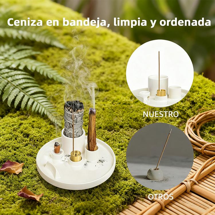 Modern Ceramic Backflow Incense and Tea Light Candle Holder