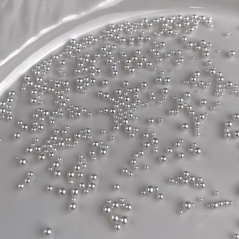12Grids 3D Mixed White Pearls Nail Charms 0.15-0.5Mm Round/Semicircle Pearl Beads Nail Art Rhinestones Diy Manicure Accessories