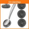 Stainless Steel Wire Scrubber With Handle For Kitchenware And Metal Dishes Deep Cleaning