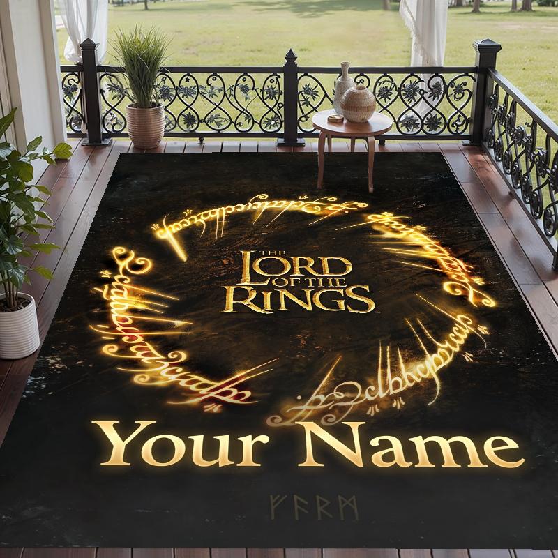 Custom Name The Lord of the Rings Crystal Velvet Floor Rug Personalized Text Soft Carpet Home Decor