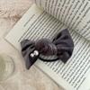 Korean Velvet Pearl Bow Hair Tie: Chic Autumn/Winter Headwear for Women