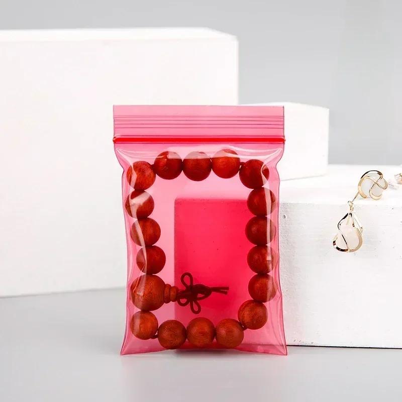 500pcs Colour Trumpet Self Sealing Bag Mini Transparent Thick Jewelry Packaging Bags Plastic Packing Storage Zipper Sealing Bag