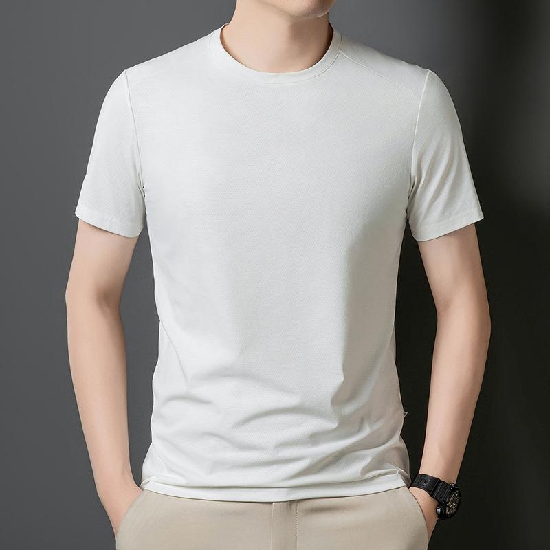 Men'S T-Shirt Polo Shirt, Thin Bottoming Shirt, Solid Color Top, Short-Sleeved Crew Neck T-Shirt.