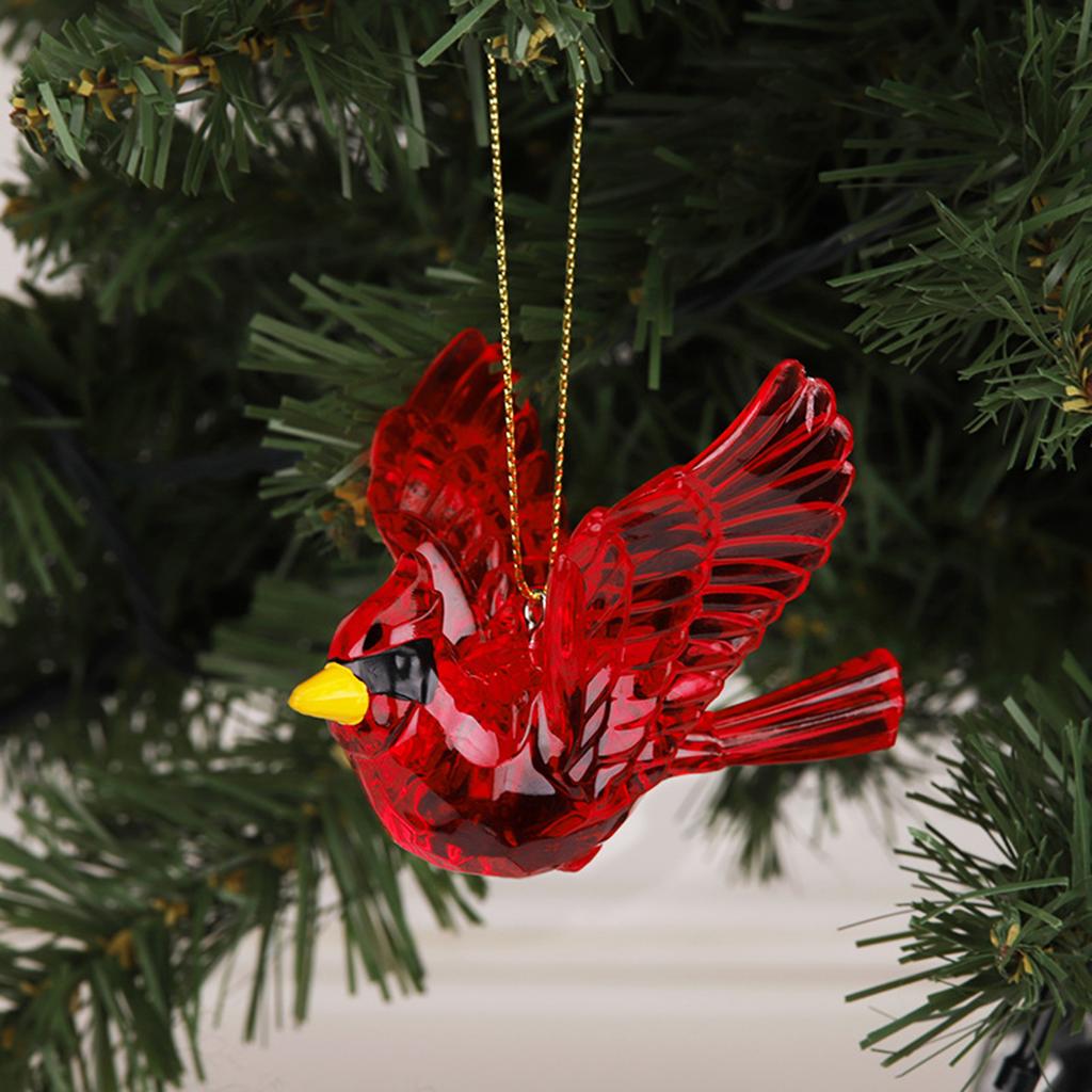 Christmas Red Bird Model Ornaments Christmas Tree Durable Acrylic Hanging Pendant for Wedding Holiday Home Party