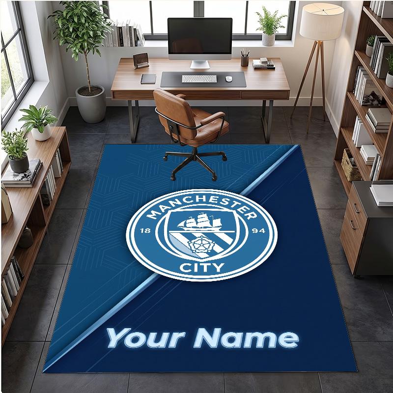 Crystal Velvet Rug Manchester City Print Custom Name Text Floor Mat Home Decor