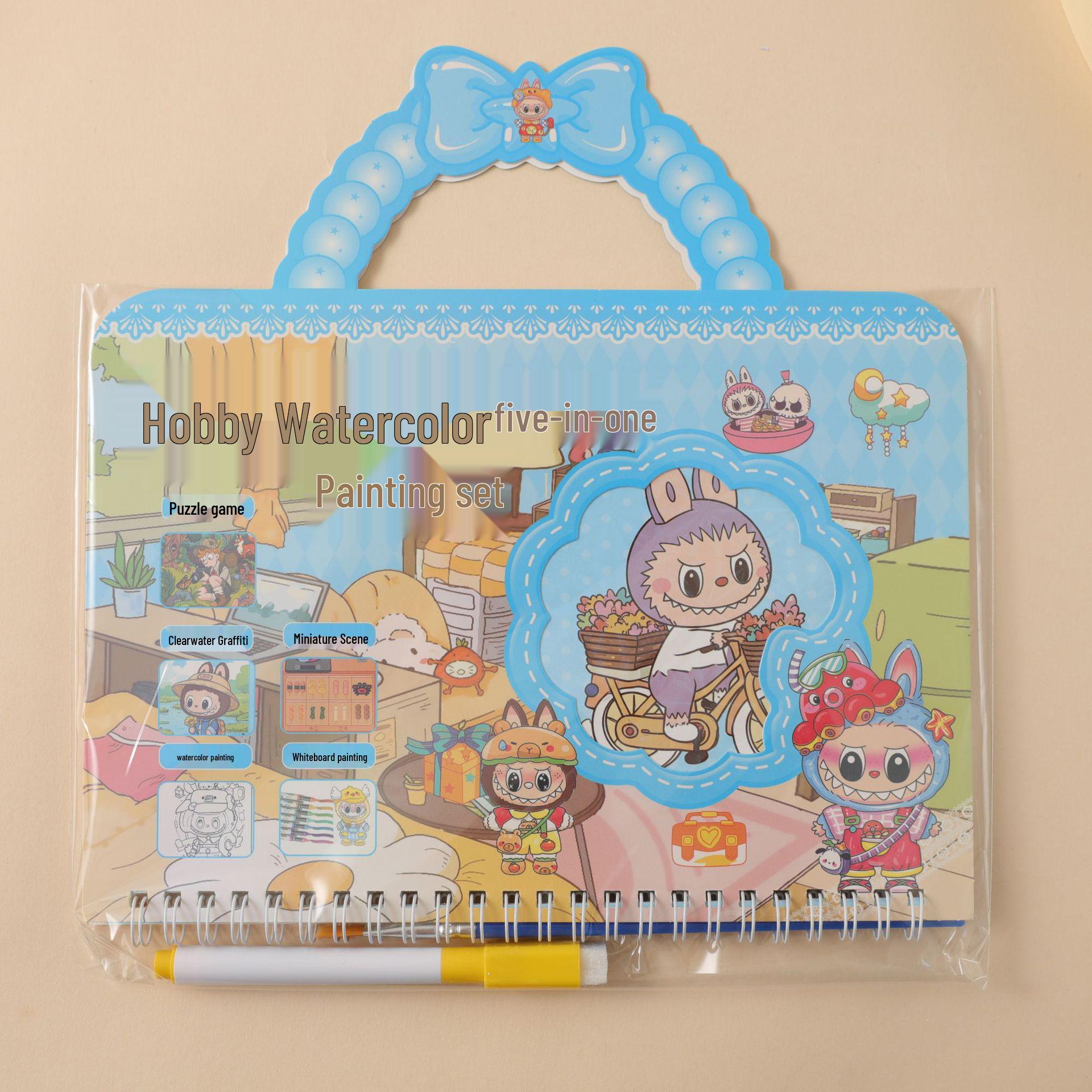 Fun Water Painting Sticker & DIY Doodle Book: Children s Educational Coloring & Dress-Up Quiet Book 22.5 x 22.5 cm