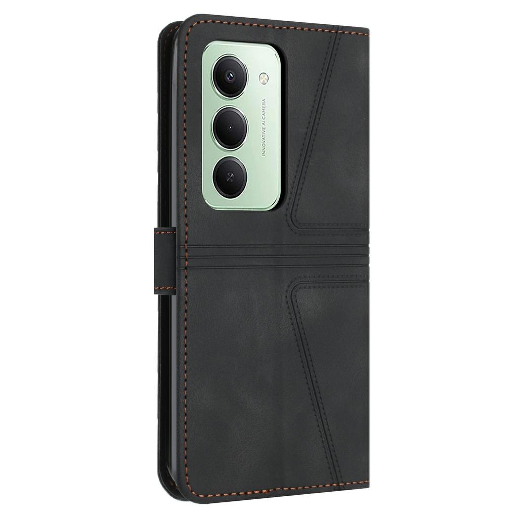 For Xiaomi Redmi 15 4G (EU) (171mm) Case Triangle Imprinted Anti-Scratch PU Leather Phone Wallet Cover