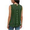 Women's Sleeveless Button Down Shirt Casual Summer Blouse Loose Fit Round Neck Ruffle Hem Lightweight Top