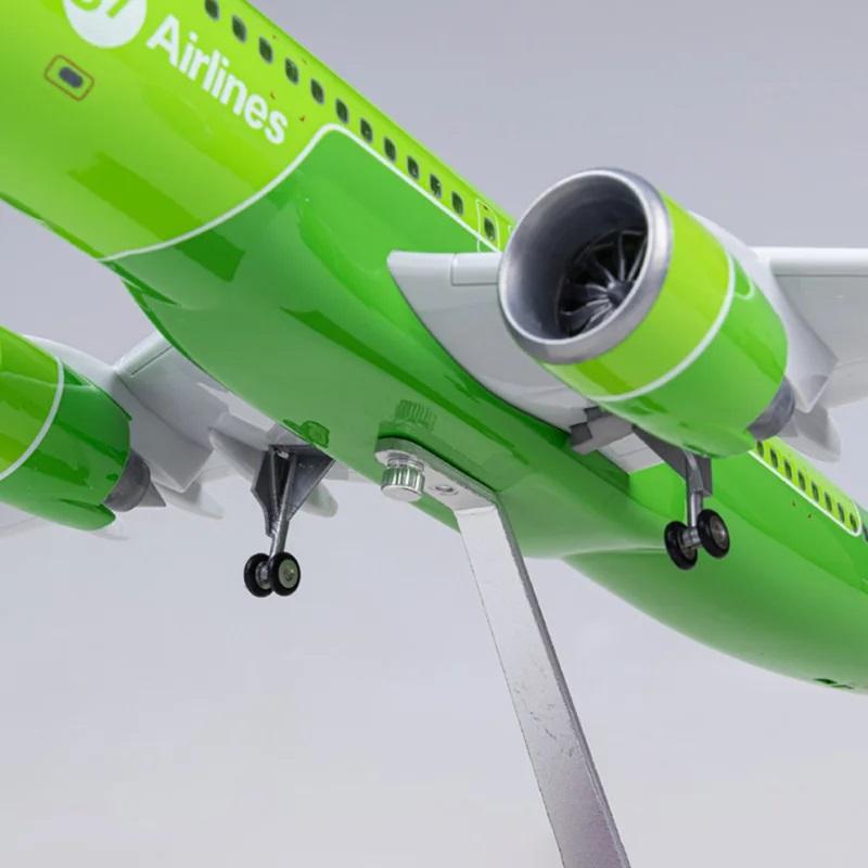 1/80 Airplane A320NEO A320 NEO Siberia S7 Airlines Model 47CM Light & Wheel Landing Gear Diecast Resin Plane Model Office Decor