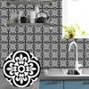 10 Stück Bohemian Retro Fliesenaufkleber mit Blumenmuster Lederstruktur Selbstklebende Wandaufkleber Küchenrückwand Waschbecken Tisch Haus DIY Renovierung