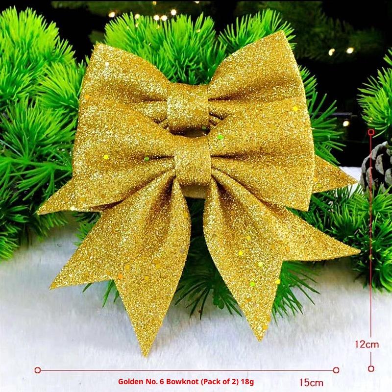 1/2PCS Large Red Gold Sparkling Bow Glitter Christmas Ribbon Bowknot Xmas Tree Hanging Ornaments New Year Home Decoration