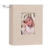Portable Photo Album Linen Cover Picture with Front Window 100 Photos Durable 4x6 Slip-in Book for Wedding Vacation Family Baby Pictures