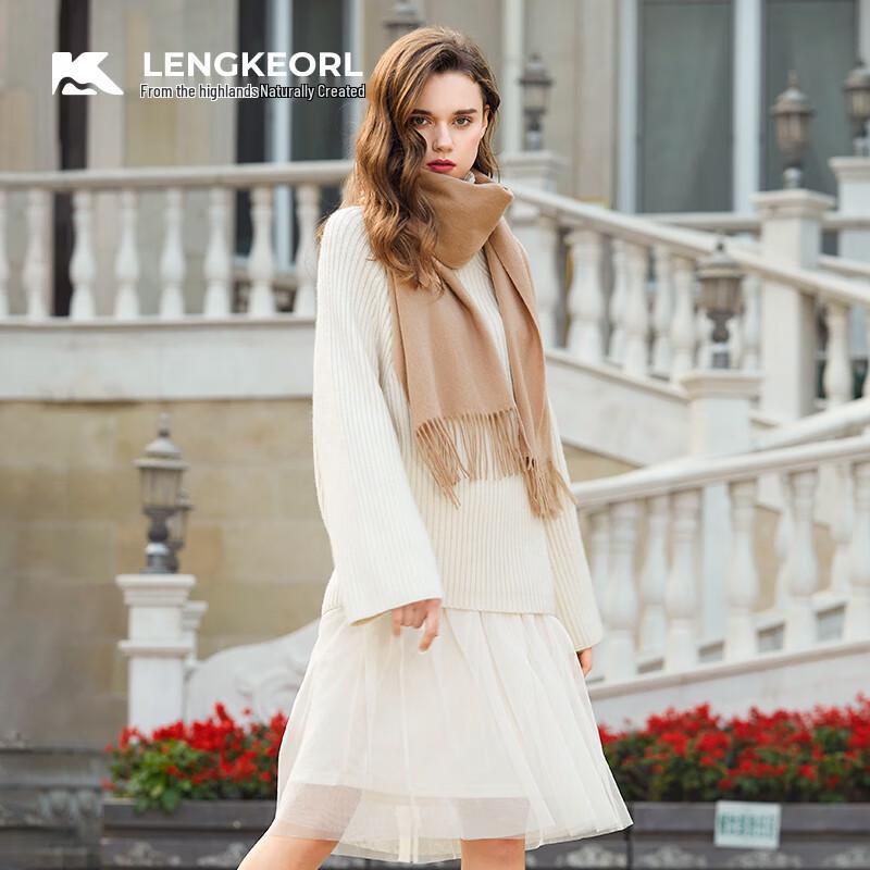 LENGKEORL Women's Handmade 100% Pure Wool Scarf