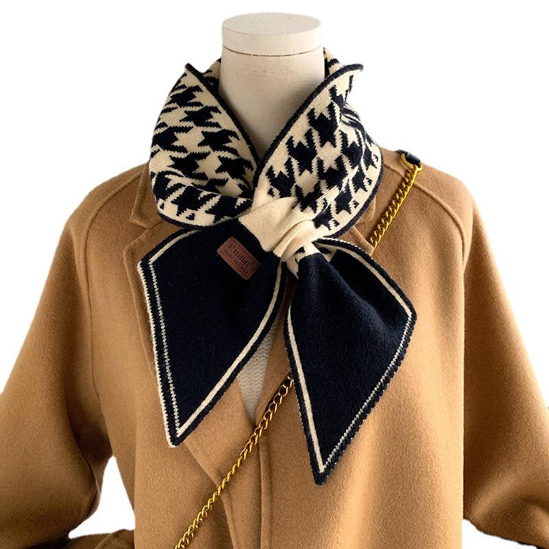 Damen Hahnentritt Schal - Koreanischer Stil, Herbst/Winter, Warmer & Niedlicher Kragen, 2022 Erweiterte Kollektion