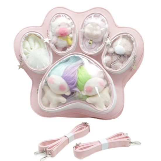 Cat Paw Ita Bag Pin Doll Display Backpack Transparent Pouch Backpack for Cat Lover Gift Street Daily Outings