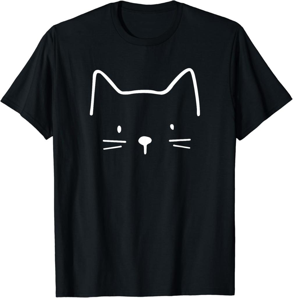 Minimalist Cat Mom Cat Dad Gifts Men Kids Women Funny Cat T-Shirt