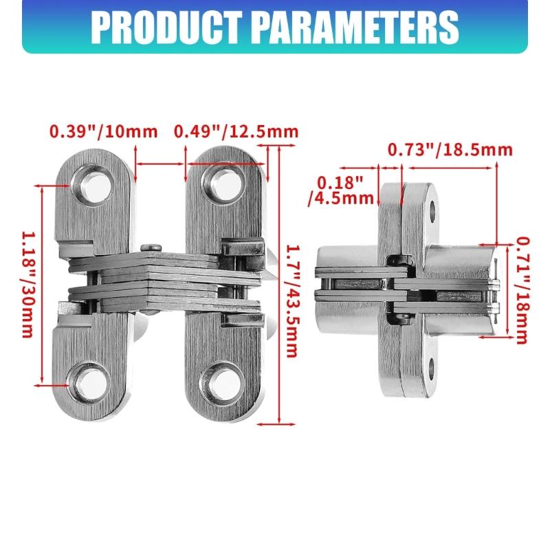 3 Stück verdeckte Kreuzbänder Türscharnier Zinklegierung automatisch schließendes Türscharnier Möbelbeschläge für Schrank Schrank Holzkiste