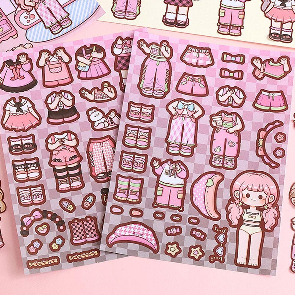 Papper Girls Dress Up Decorative Stickers Multicolor Handbook Stickers  for Kids