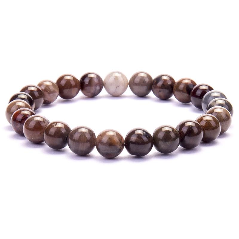 New European & American Style Cross Bracelet, 8MM Natural Stone Beaded Fashion Accessory