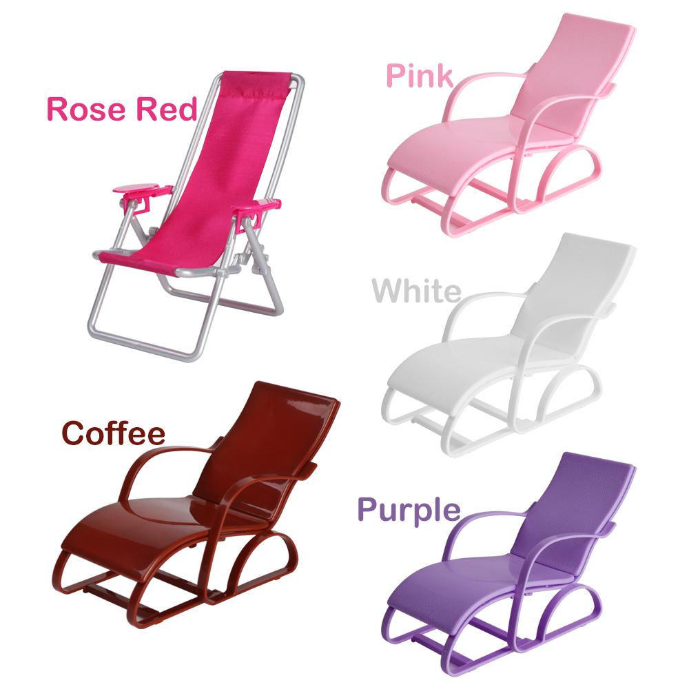 Mini Poupée Chaise de Plage Chaise Longue Pliante 1:6 Échelle Maison de Jeu Banc de Jardin Meubles de Maison de Poupée Accessoires Jouets Cadeaux