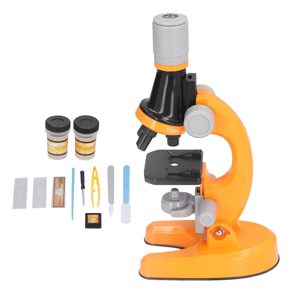 Kids Microscope Kit LED 1200X Microscope with Specimen Slides Science Educational Toy Birthday Gift
