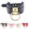 Collana Girocollo Punk Gotico Larga in Ecopelle con O-ring per Donna