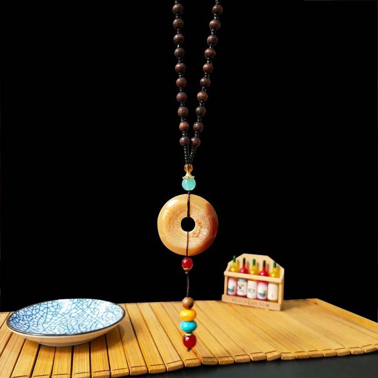 New retro ethnic style safety buckle sweater chain cotton and linen clothing accessories long necklace women