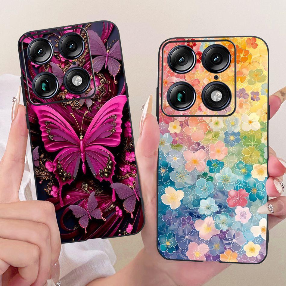 For Motorola Signature Cute Flower Butterfly Cat Painted Case For Motorola Signature XT2603-2 Black Silicone Soft Phone Cases