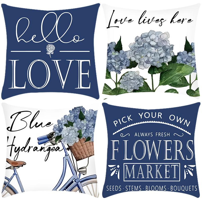 

New Pillowcase Green Plant Letter Print Pillowcase Flower Print Pillowcase Home Sofa 45 * 45Cm pillowcase