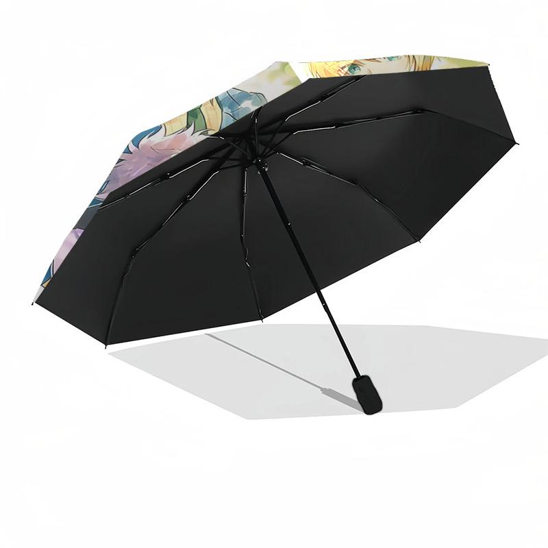 1pc Hunter X Hunter Characters Auto Open Umbrella, Portable Three-Fold Design with 8-Bone Iron Frame, Outdoor Gift for Fans, Travelers, Daily Use, Per