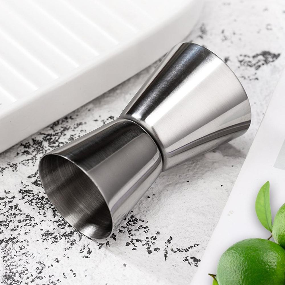Measure Cup Double Head Design Portable Silver Stainless Steel