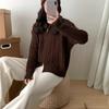 Retro twist knitted cardigan for women's autumn and winter new lazy wind double zipper stand-up neck sweater jacket for women