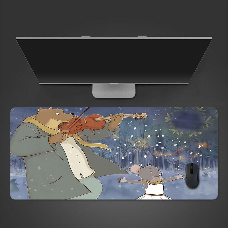 Ernest & Celestine Poster Mouse Pad, Large Gaming Desk Mat, Non-slip XXL Mousepad for Laptop & Tablet, Mini PC Playmat with Stitched Edges