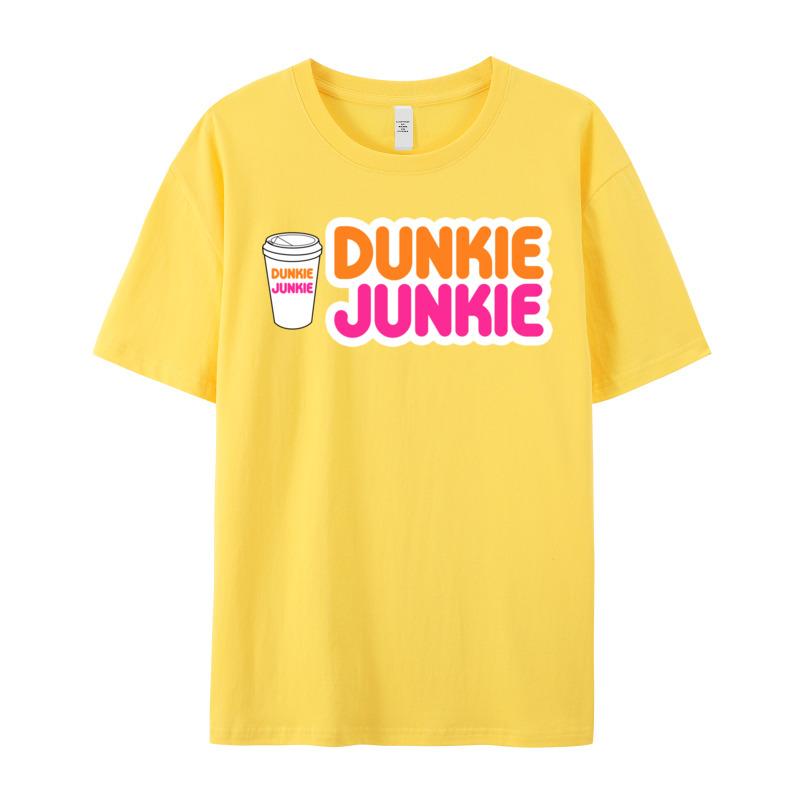 Tees Funny Dunkie Junkie Coffee Love Tops Shirts Summer Newest Slogan Short Sleeve 100 Cotton Round Neck Unisexs Tshirts Slogan