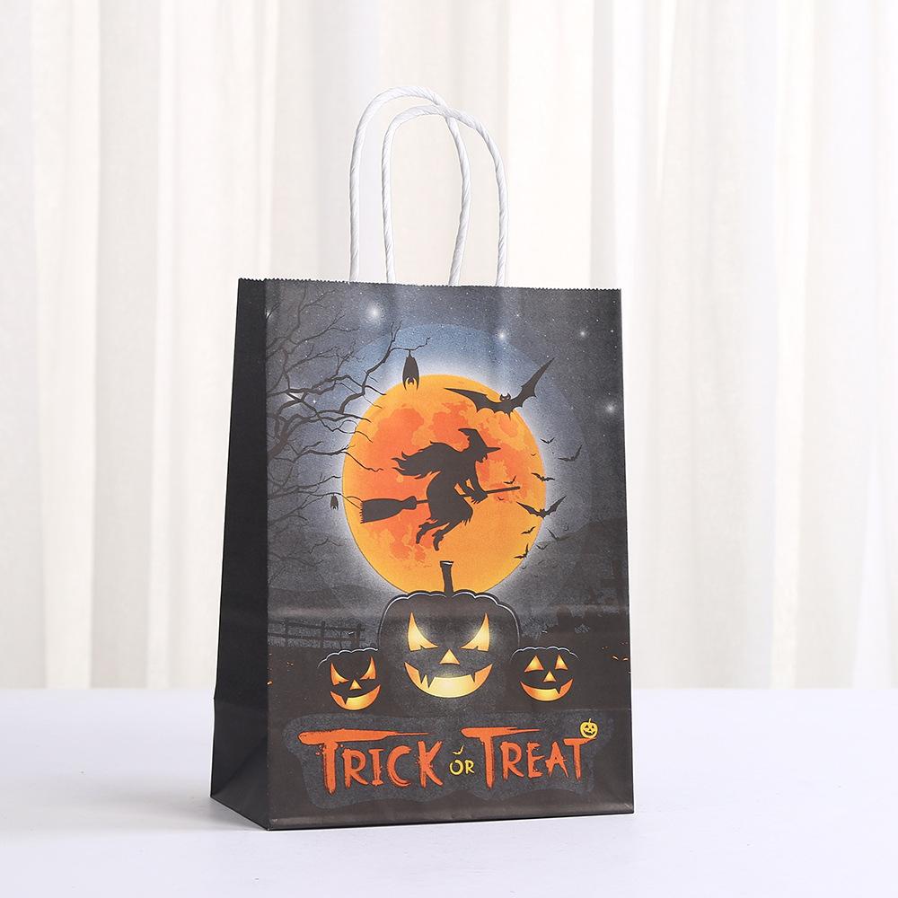 StoBag, Happy Spooky Halloween Gift Bags, Carrying Candy Snack, for Party Supplies, Trick or Treat, Reusable Paper, 12/30pcs