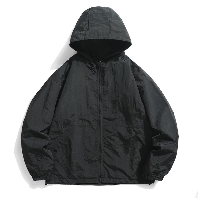 

Простая и универсальная повседневная куртка для мальчиков, однотонная спортивная куртка свободного кроя S чёрный