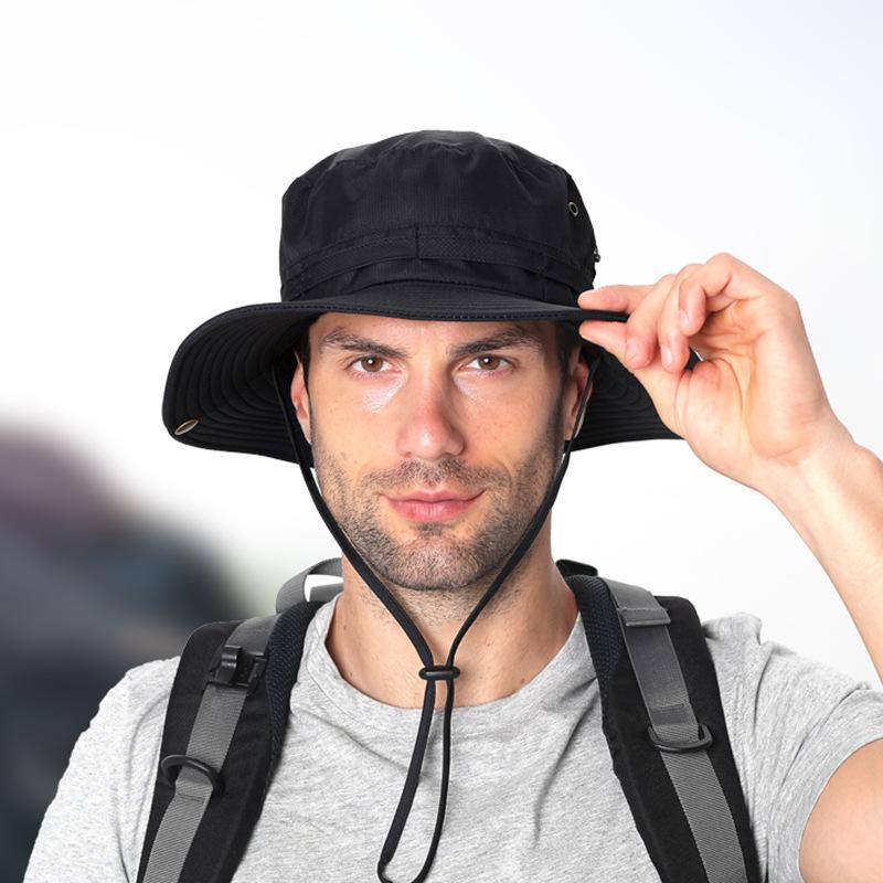 Outdoor bucket hat large brim fishing hiking hat summer sun protection hat men's and women's quick-drying UV protection sun hat