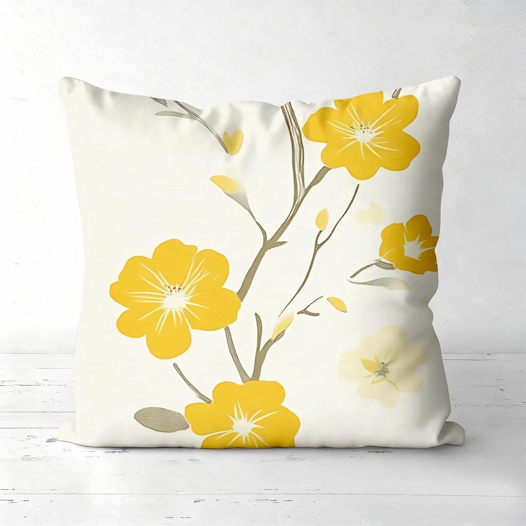 Set of  Yellow Floral Throw Pillow Covers Pattern Cushion Cover Suitable for Sofa Bedroom Car Pillow Cover