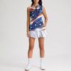 Sleeveless Golf Polo Shirt with Zipper Collar Women's Casual Athletic Top Independence Day Print Sports Vest for Outdoor Activities