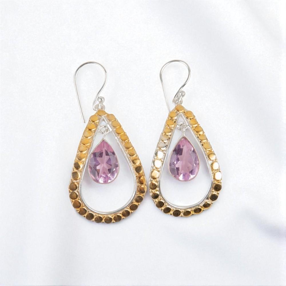 

Морганит Драгоценный камень 925 Стерлинговое серебро Ювелирные изделия Ручной работы Серьги 2,27 Для подарка EE-82-12