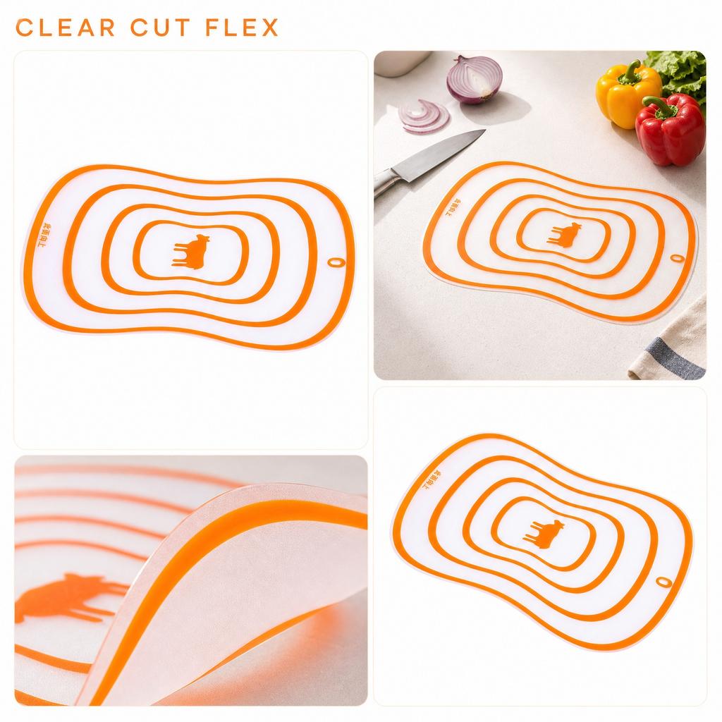 Large Flexible Frosted Plastic Cutting Board for Kitchen, Transparent Prep Surface