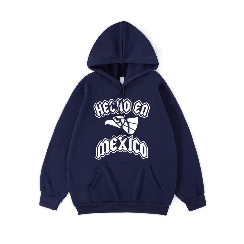 Hecho Ed Mexico Letter Printing Hoodies Womens Basics Sporty Hoody Fleece Warm Soft Sweatshirt Woman Sportswear