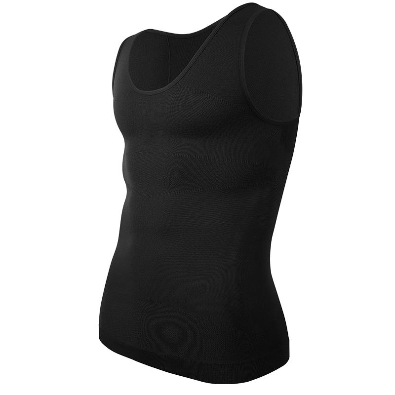 

Мужская компрессионная майка без рукавов, утягивающее корректирующее белье, майка с глубоким U-образным вырезом, контроль живота, тренажер для талии, тренировочная майка XXL чёрный