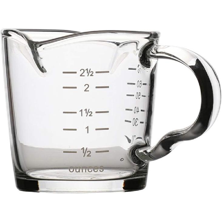 Cabilock Double Spouts Espresso Shot Glass Cup with Scale Temperature Resistant Glass Measuring Cup with Pouring Handle