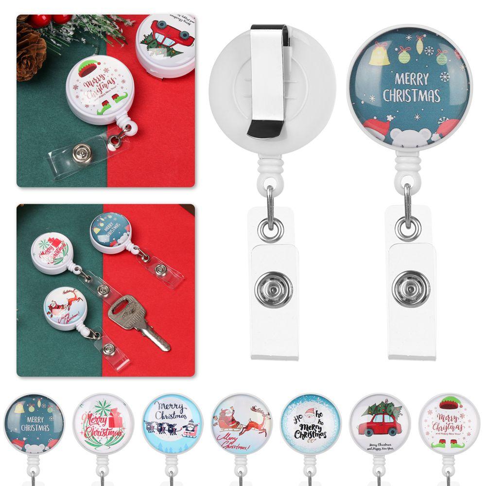 

Зажим Канцелярские принадлежности Удостоверение личности Именная карточка Выдвижные ремешки Рождественский стиль Держатель значка Брелок для ключей