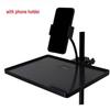 Universal Floor Stand with Sound Card Shelf & Mic Holder for Mobile Live Streaming
