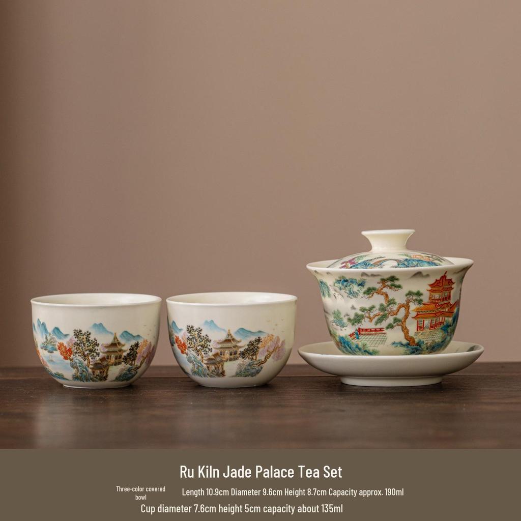 Gaiwan Teacup & Master Kung Fu Tea Set - Palace Museum Inspired Ceramic Collection
