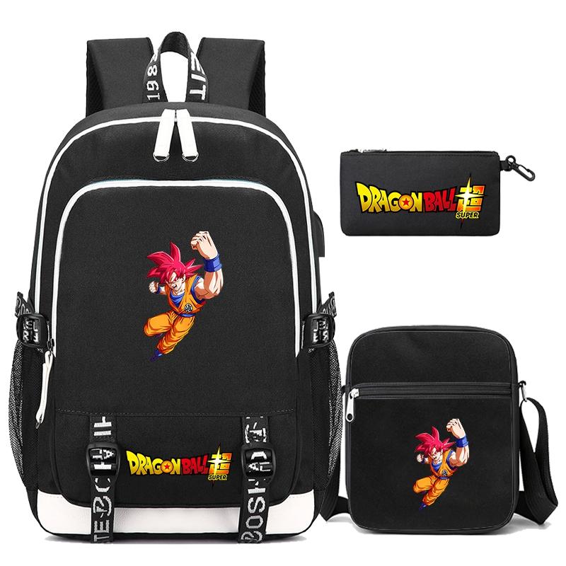 3Pcs/set Dragon Ball Printed Bag Laptop Backpack Messenger Bag for Girl Boy Teenager Schoolbag Men Women Leisure Travel Leisure Bag Rucksack Mochila